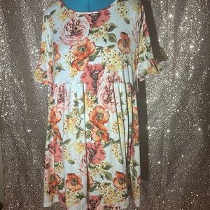 Ivory/orange 3X floral dress